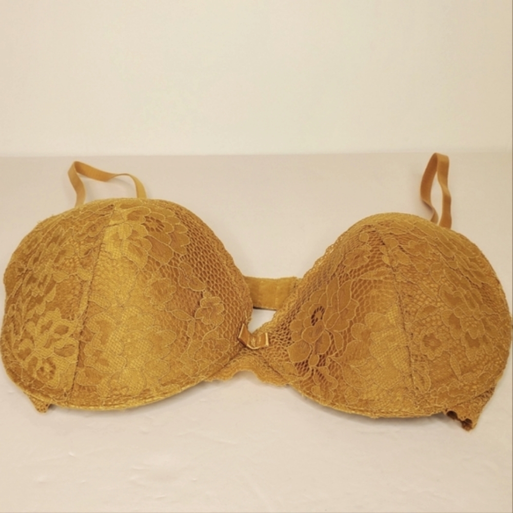 Lace Underwire Bra Yellow Size 36C